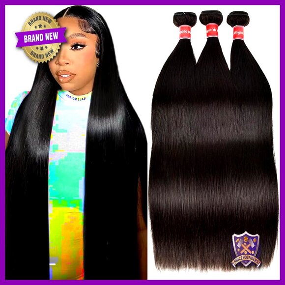 Brazilian Virgin Straight Human Hair Bundles 16 18 20 Inch Extensions